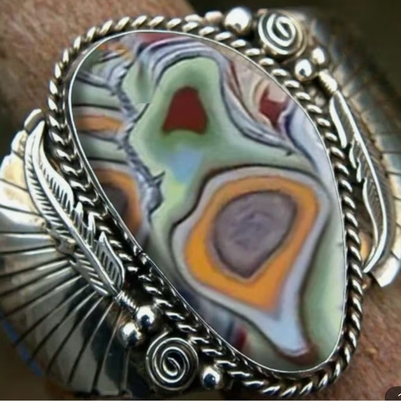 Silver Tone Abalone Ring Size 7 - Picture 5 of 5